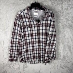 Prana Men's Large Brown Plaid Organic Cotton  Blend Long Sleeve Button Shirt